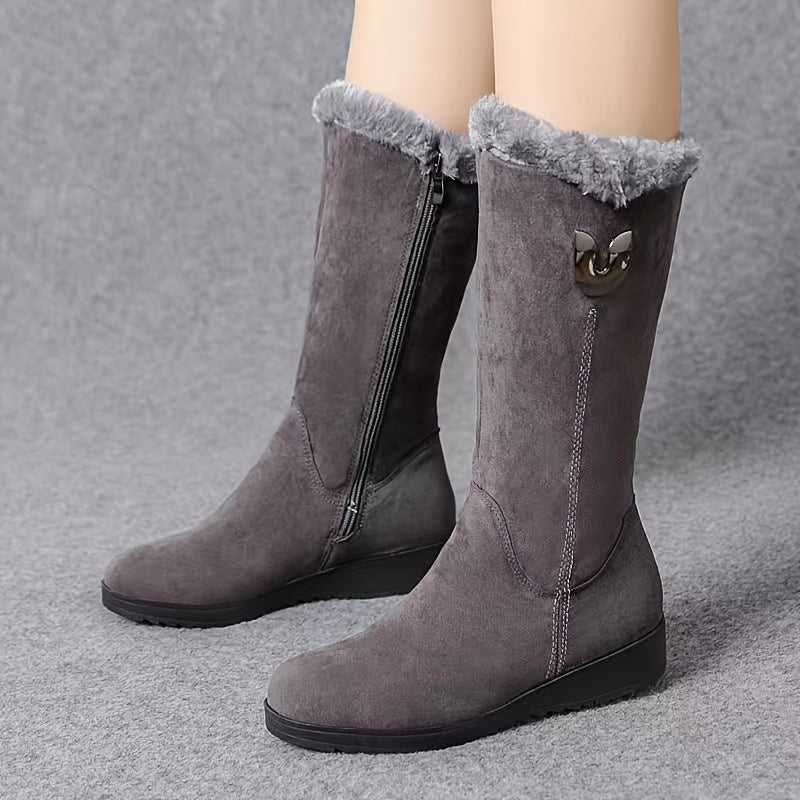 Schwarze Orthopädische Schneestiefel mit Fleecefutter - Emma