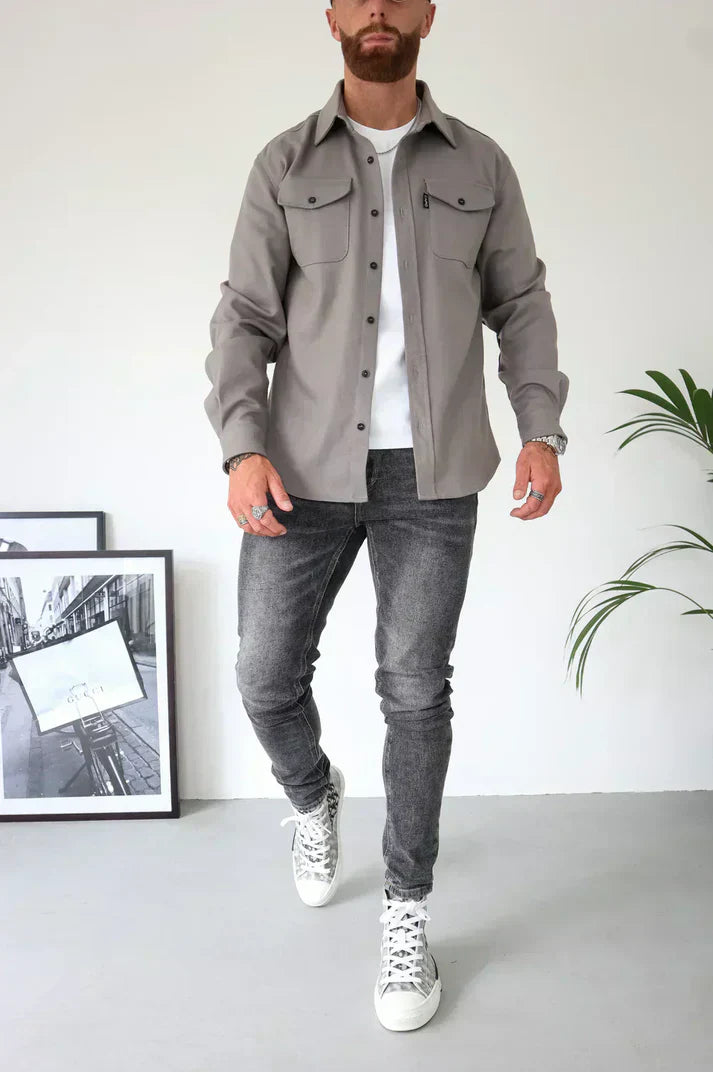 Martin – baumwoll overshirt mit knopfleiste