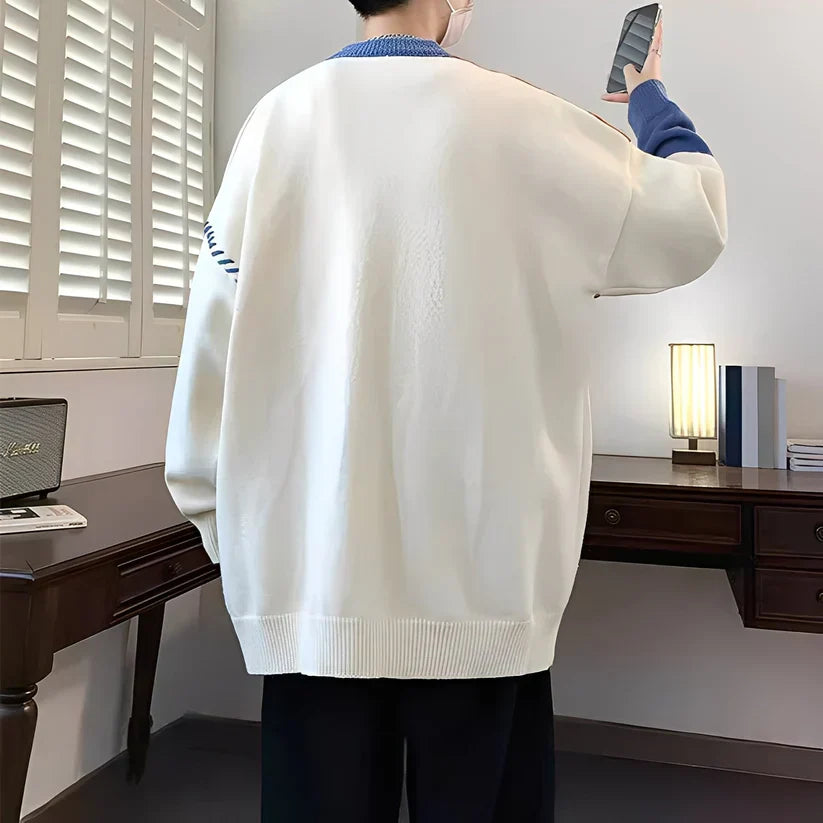 Curtis fleece-pullover mit farbblockmuster – herren