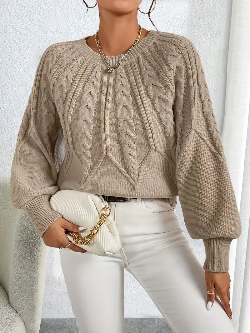 Eleganter zopfstrickpullover für damen