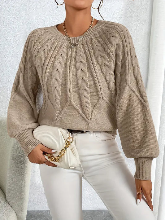 Eleganter zopfstrickpullover für damen