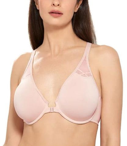 Elena - Bequemer Beige BH mit Frontverschluss