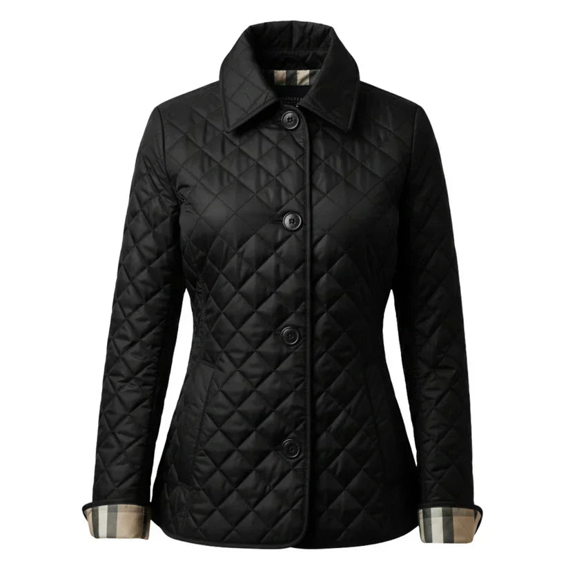 Freya – damen steppjacke mit diamantmuster und knopfverschluss