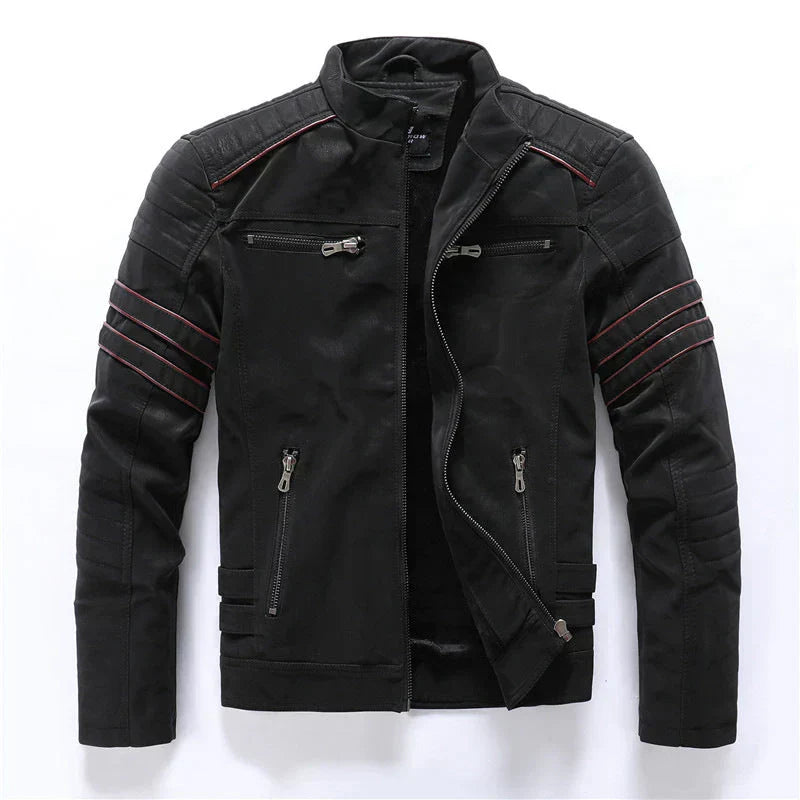 Herren-bikerjacke mit reißverschluss – auffälliges lederdesign