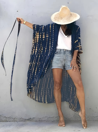 Schwarzes Boho-Kimono Kleid - Mila