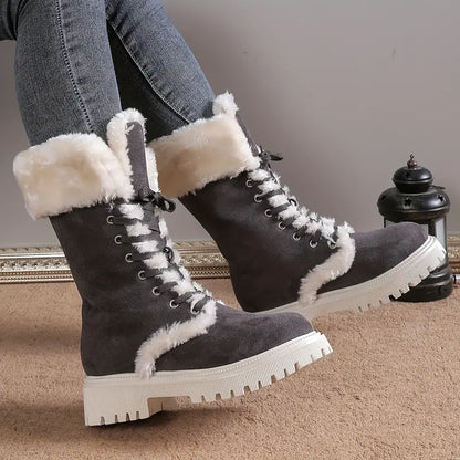 Schwarze Orthopädische Schneestiefel mit Fleecefutter - Lina
