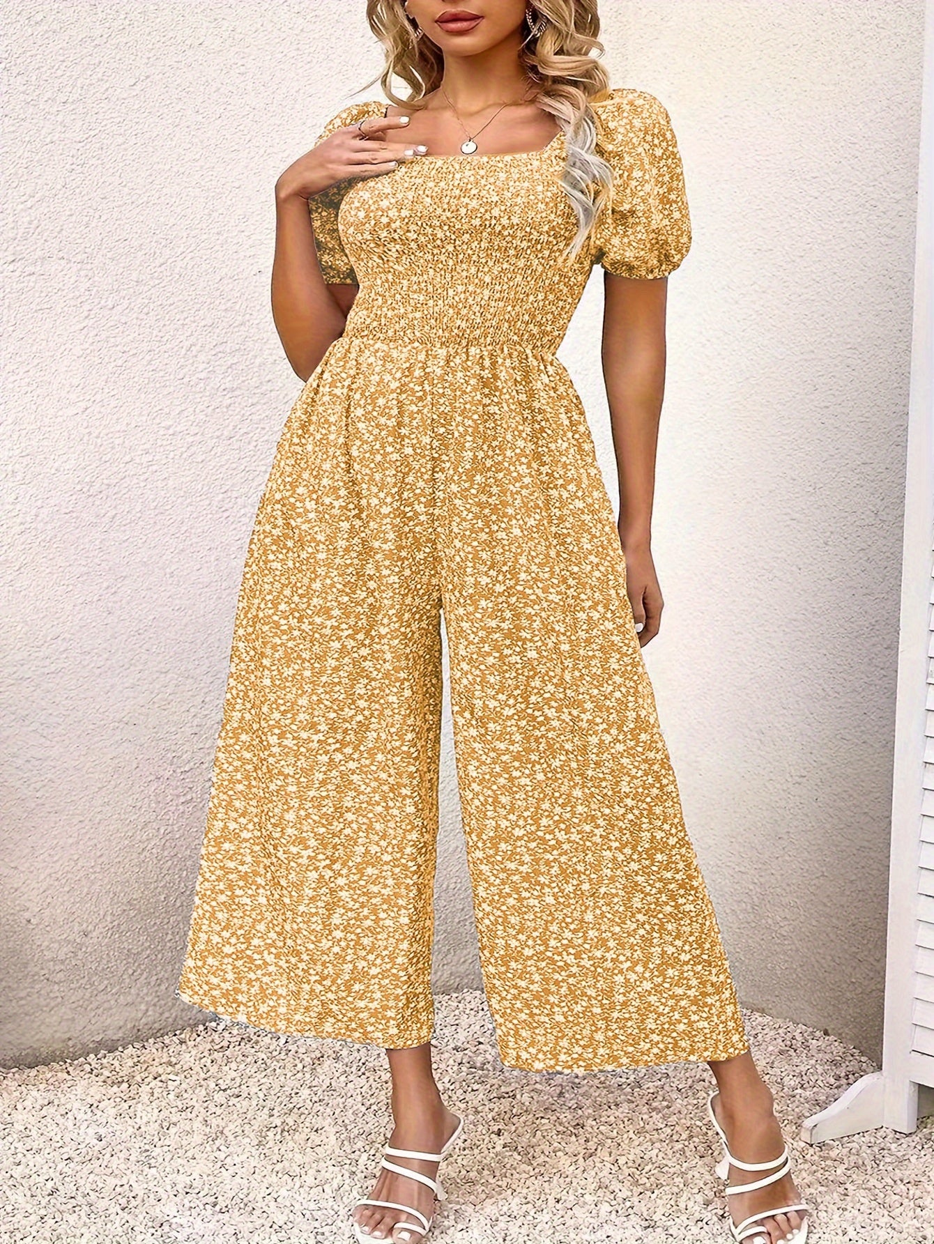 Blauer Blumenjumpsuit - Lina