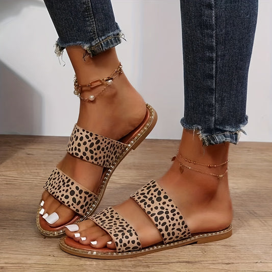 Gepunktete Sandalen Beige - Lila