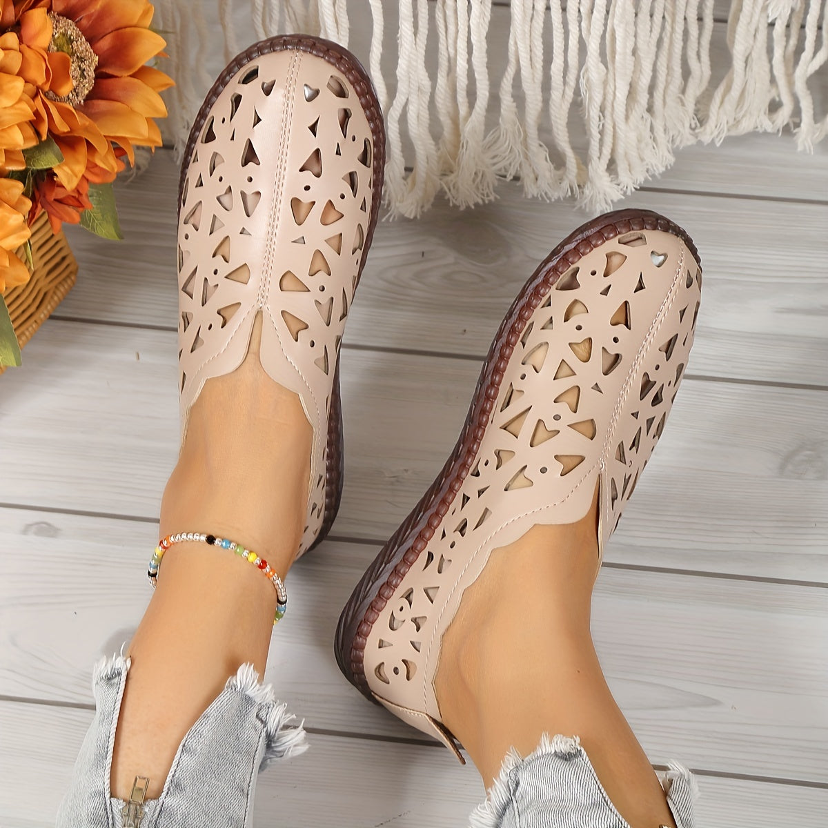 Weiße Durchbrochene Flats - Elisa