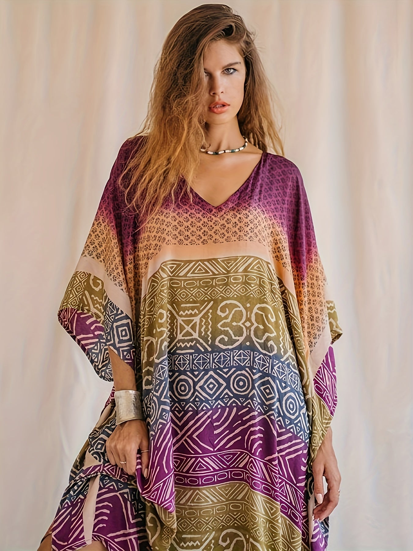 Buntes Maxi-Kaftan Kleid - Lena
