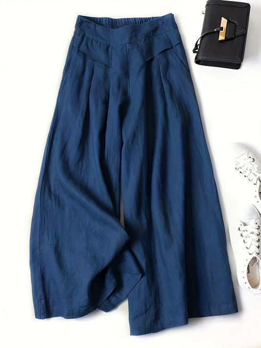 Weite blaue Leinenhose - Clara
