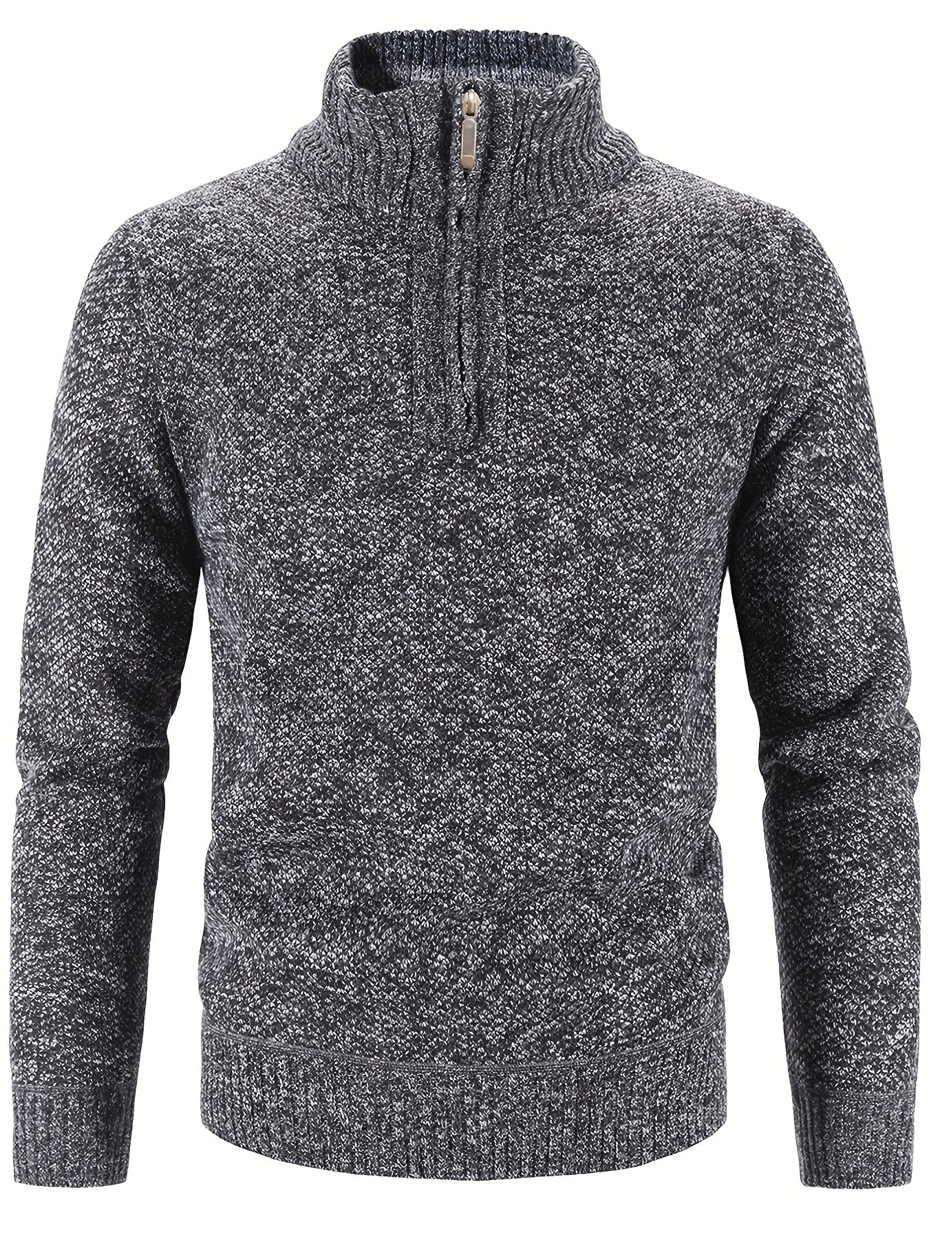 Herren-strickpullover mit hohem kragen und viertelreißverschluss – herren