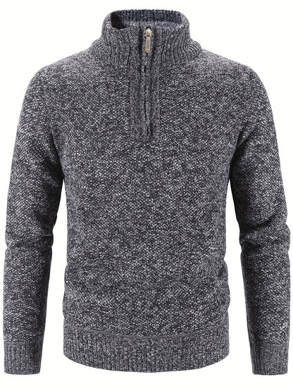 Herren-strickpullover mit hohem kragen und viertelreißverschluss – herren