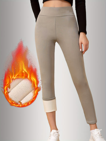 Schwarze thermo-fleece-hose mit elastischem bund - lara