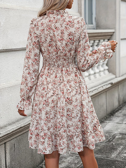 Apricot Blumenprint Kleid - Sophia