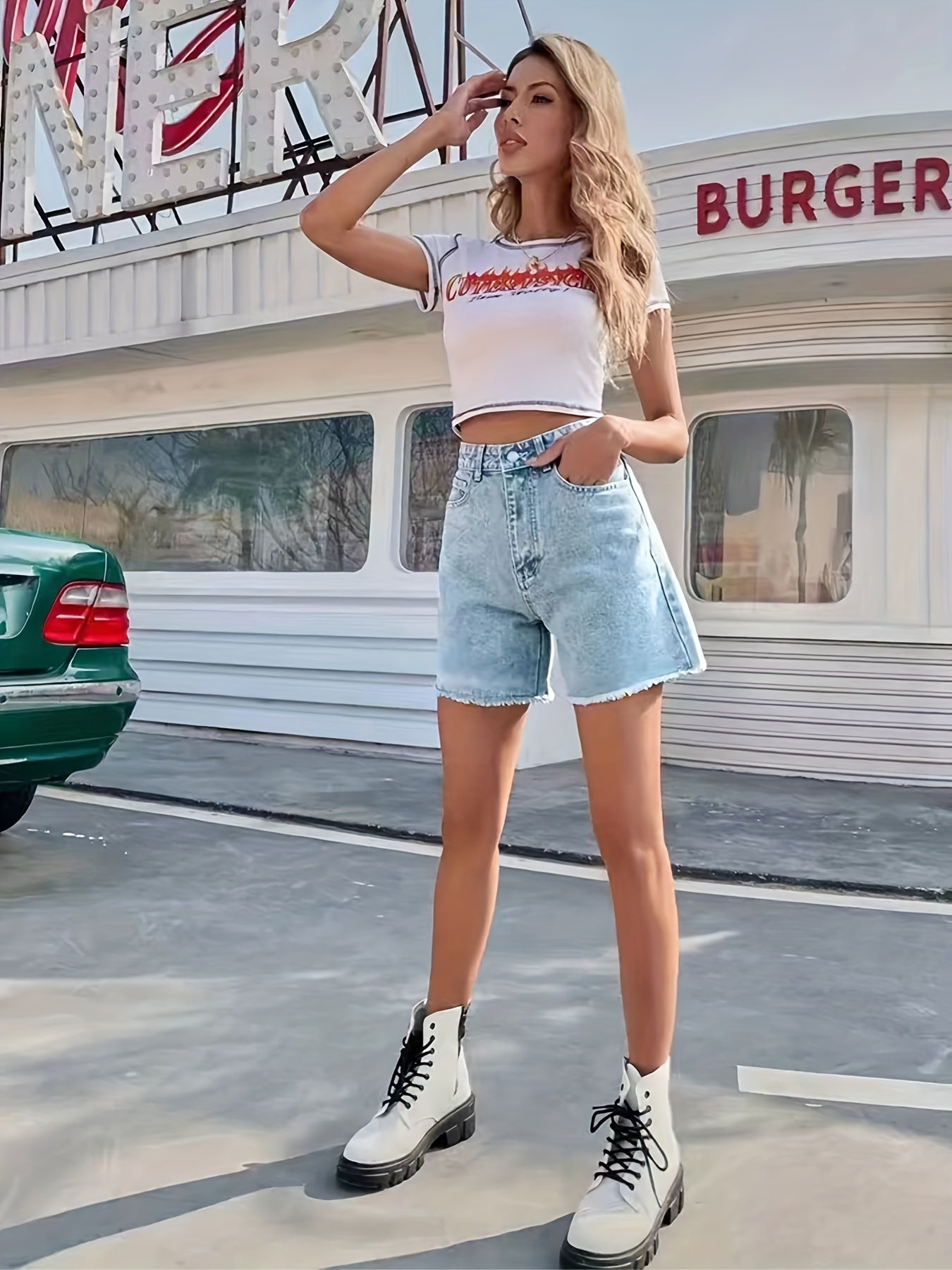 Hellblaue Denim Shorts - Lea