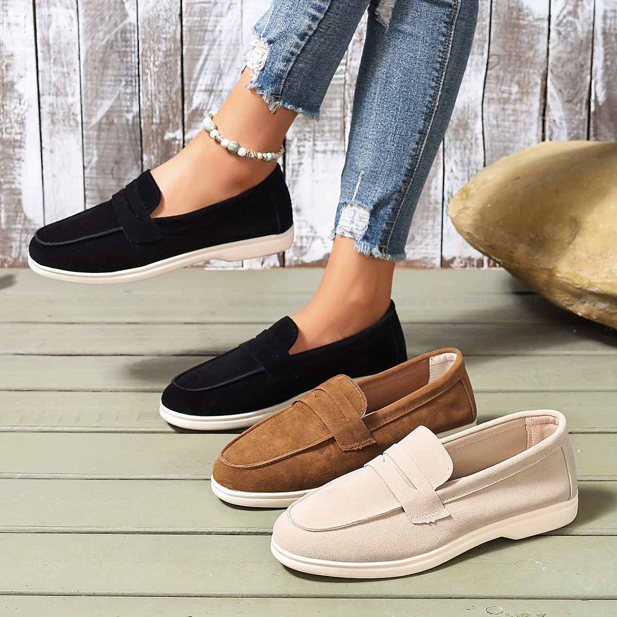 Beige Komfort Loafers - Elegante Lena