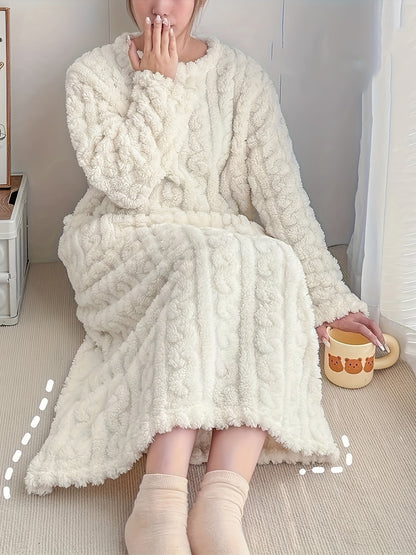 Gemütliches Jacquard-Nachthemd - Einfarbig und Kuschelig