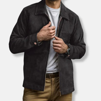 Emil – slim Fit wildlederjacke mit stehkragen und zipper