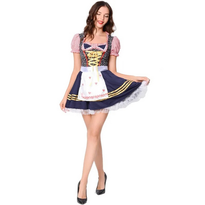 Aphrodite | dirndl kleid mit rüschenärmeln und zierschürze für frauen