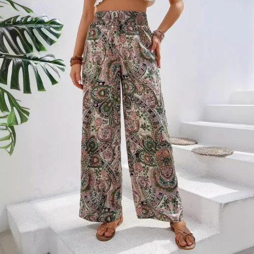 Bunte Boho-Hose mit Paisley-Muster - Leila
