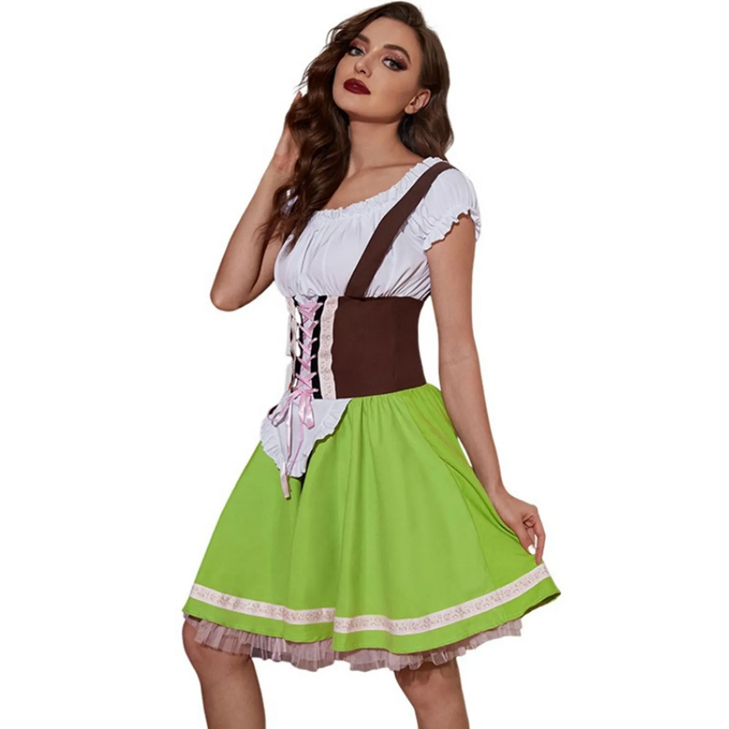 Contessa | dirndl kleid mit schnürmieder und kontrastsaum für frauen
