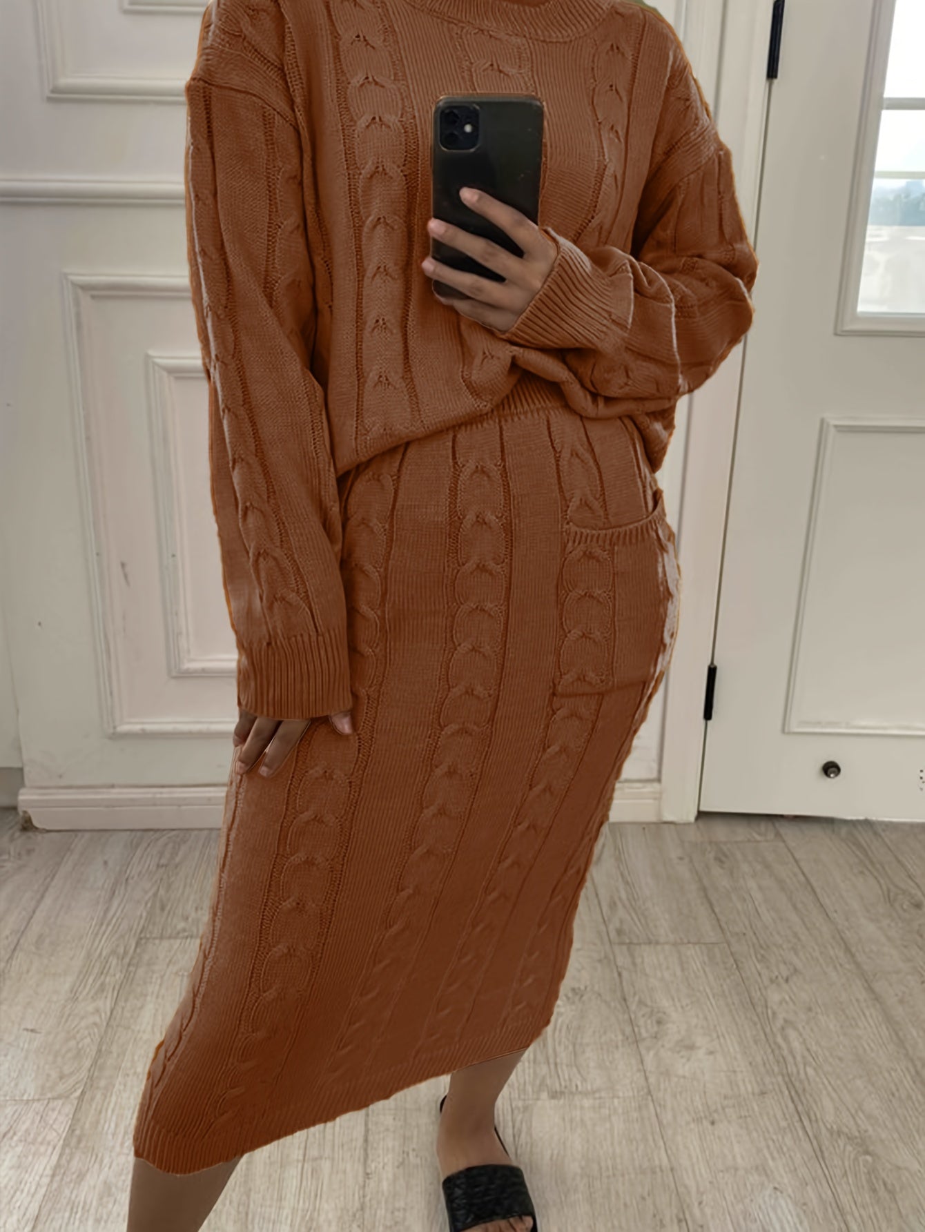 Beiges Strick-Outfit Set - Laura