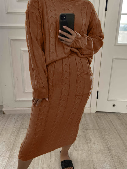 Beiges Strick-Outfit Set - Laura