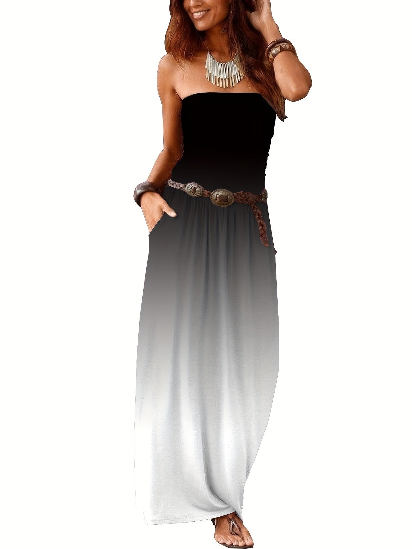 Schwarzes Maxikleid mit Bandeau - Lara