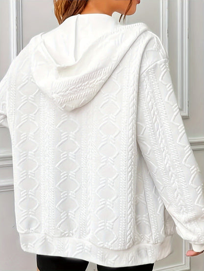 Weiße Zopfstrick Kapuzenjacke – Lena