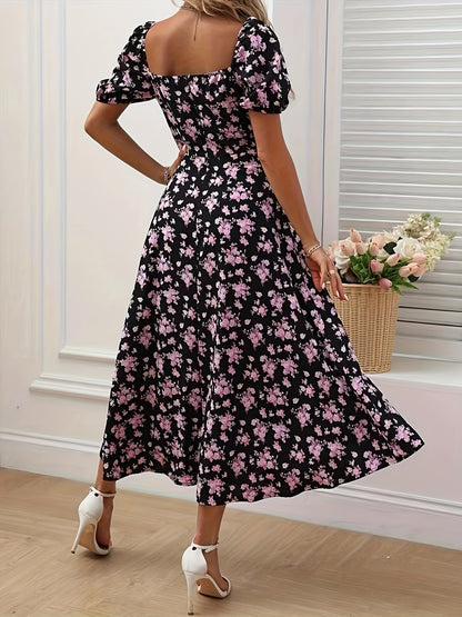 Schwarzes Blumen Sommerkleid - Sophia