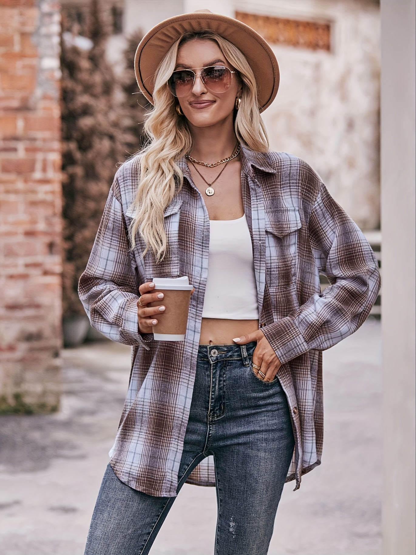 Marineblaues Karohemd - Sophia