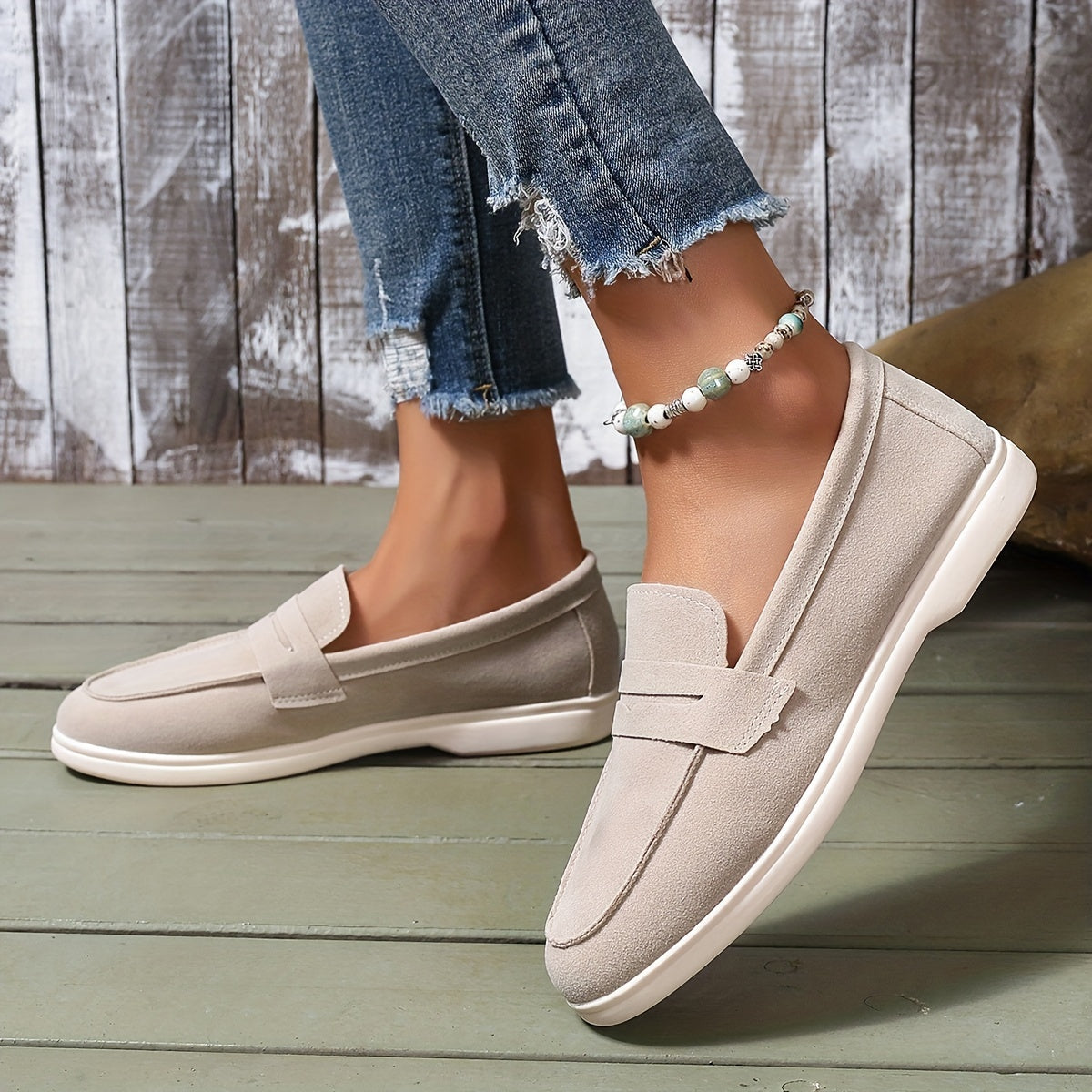 Beige Komfort Loafers - Elegante Lena