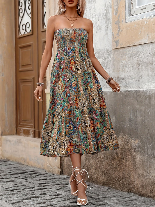 Buntes trägerloses Maxikleid - Maya