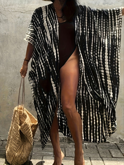 Schwarzes Boho-Kimono Kleid - Mila