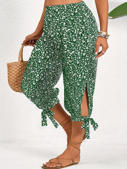 Gemusterte schwarze Caprihose - Lena