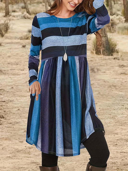 Blaues Streifen-Tunika-Kleid - Anna
