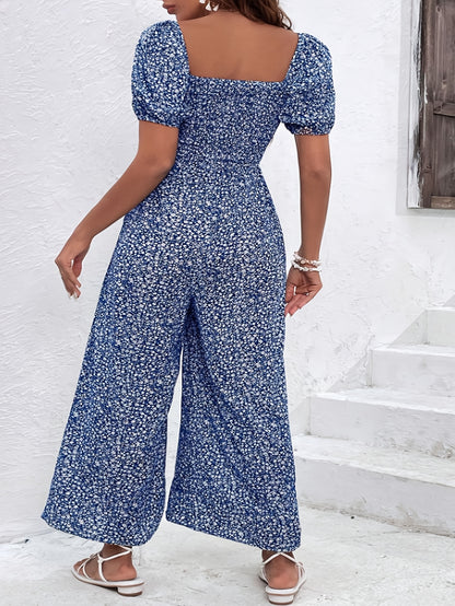 Blauer Blumenjumpsuit - Lina