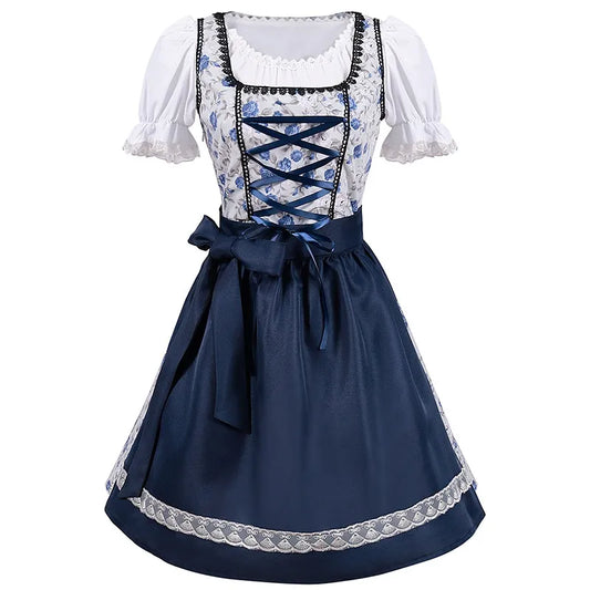 Adelheid | Traditionelles Dirndlkleid mit Blumenstickerei und Satinschleife für Frauen