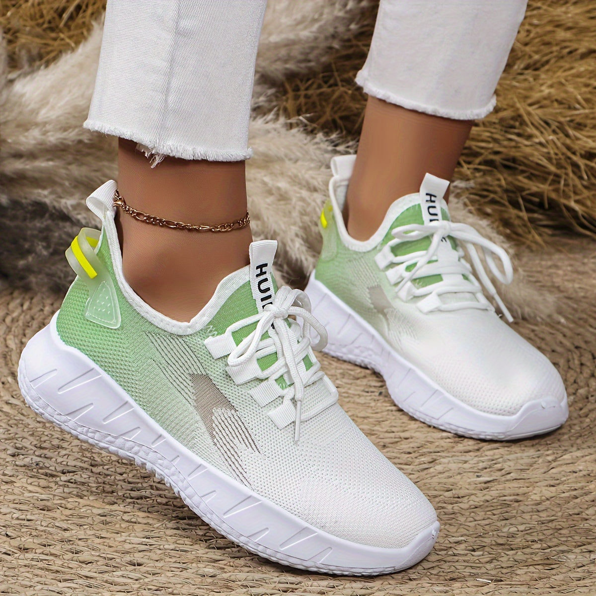 Weiße Grüne Sneaker - Hanna