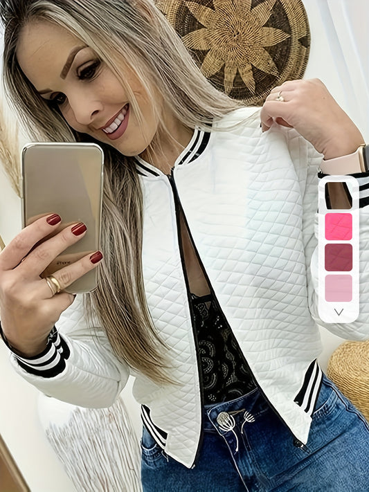 Modische Bomberjacke mit Kontrastbesatz und Reißverschluss