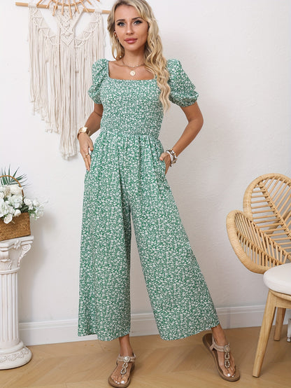 Blauer Blumenjumpsuit - Lina