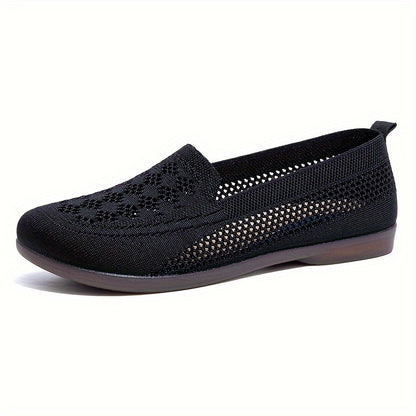 Schwarze Damen Strick Flats