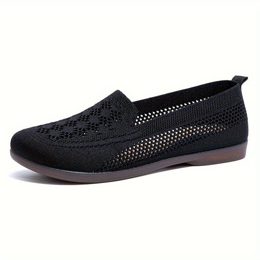 Schwarze Damen Strick Flats