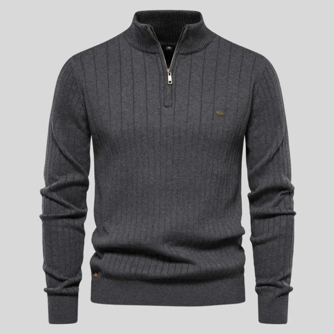 Herren strickpullover mit halbem reißverschluss – warme winterqualität