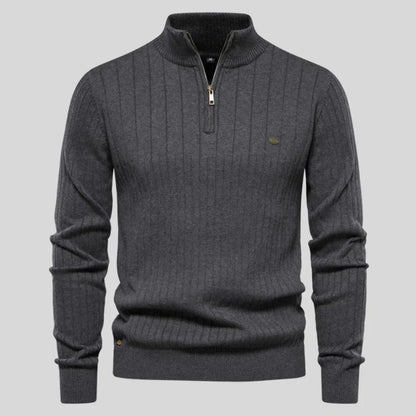 Herren strickpullover mit halbem reißverschluss – warme winterqualität