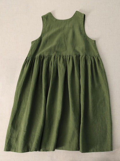 Beiges Ärmelloses Midikleid Mit Knopfdetails - Emma