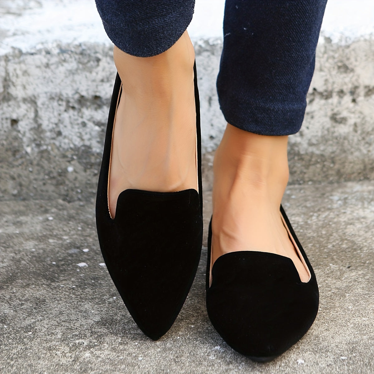 Elegante Schwarze Ballerinas - Spitz