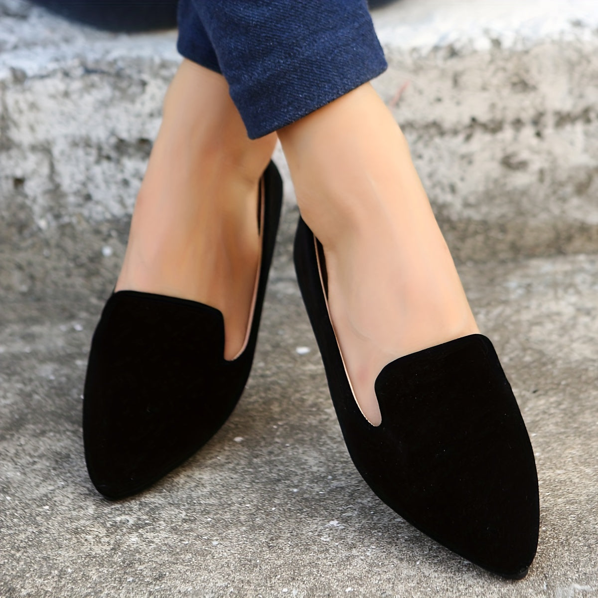 Elegante Schwarze Ballerinas - Spitz