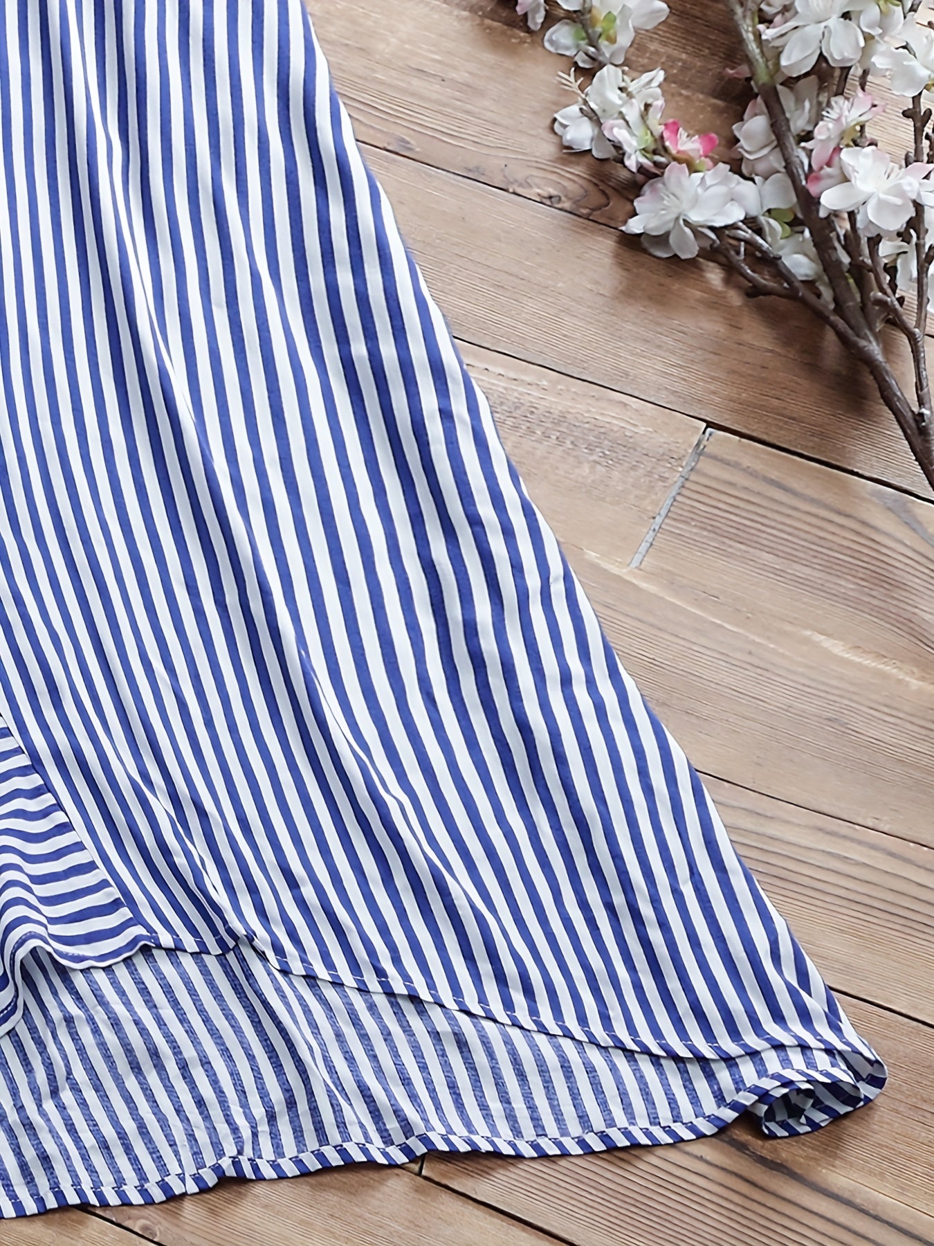 Blaues Midi-Streifenkleid - Clara